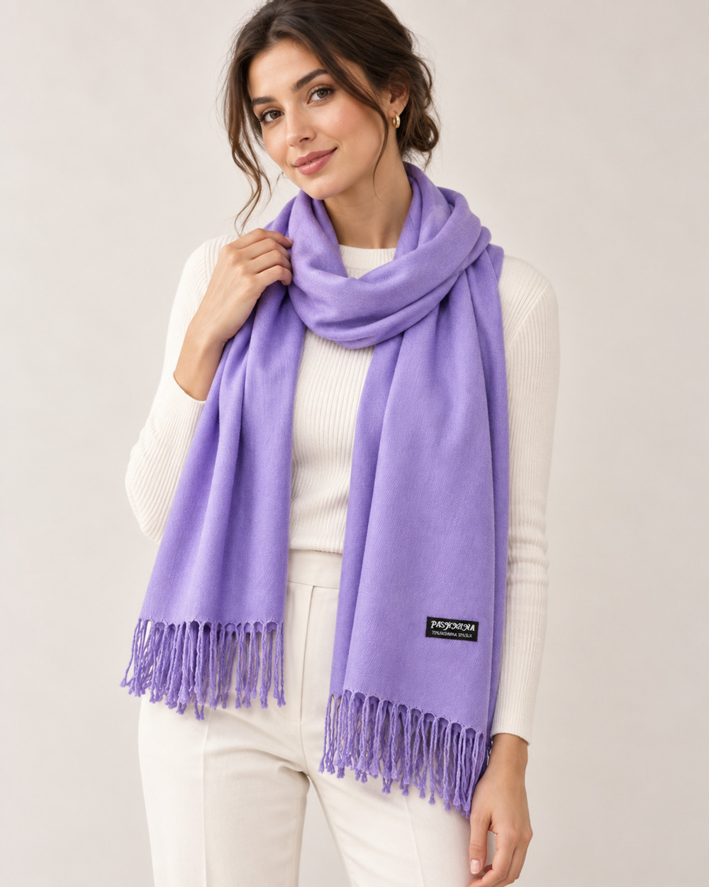 Pashmina Womens Lavender Purple Scarf 70% Pashmina 30% Silk Fringe Wrap Shawl